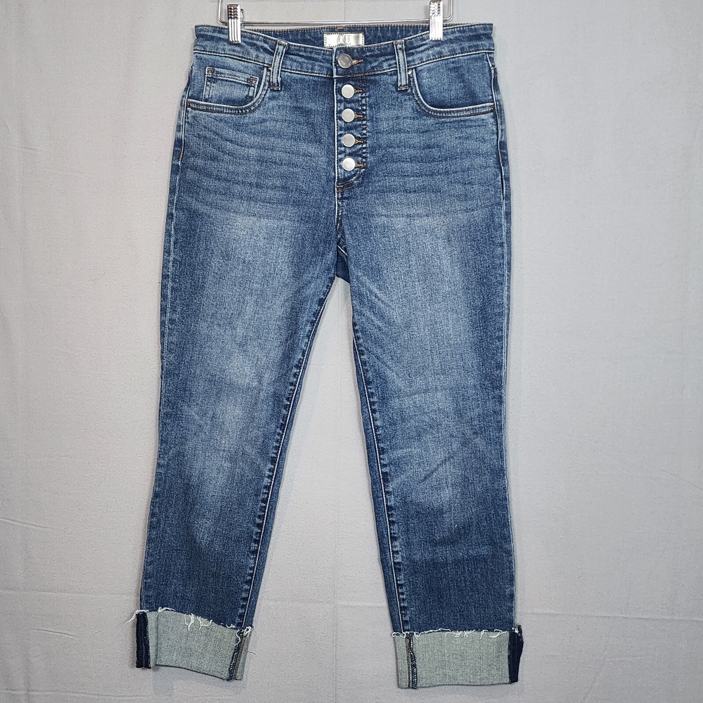 Kut from the Kloth Catherine Fab Ab Boyfriend Jeans Blue Button‎ Fly Womens 6